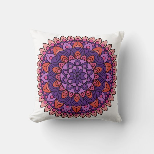 Coussin Mandala violet et rose (Recto)