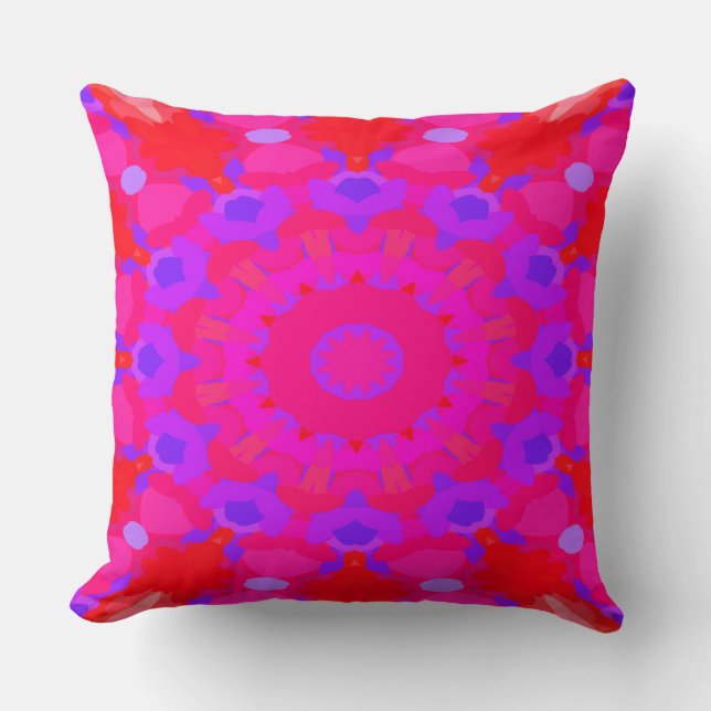 Coussin Mandala violet, rose et orange (Recto)