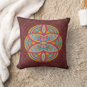 Coussin Mandalas en motifs mixtes Maroon