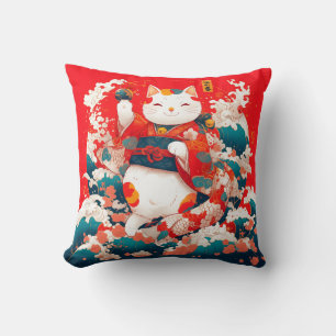 Coussin Maneki-Neko, Chat japonais chanceux