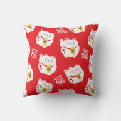 Coussin Maneki Neko Cute Lucky White Chat (Verso)