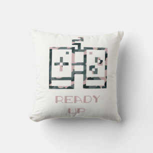 Coussin Manette de jeu camouflage rose prête pour le gamer