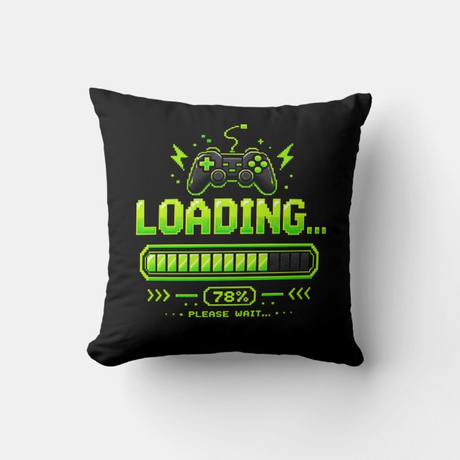 Coussin Manette de jeu en pixel art néon (Recto)