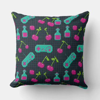 Coussin Manette de jeu rétro pixel Vaporwave 