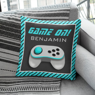 Coussin Manette de jeu vidéo bleue et blanche Chambre d'en