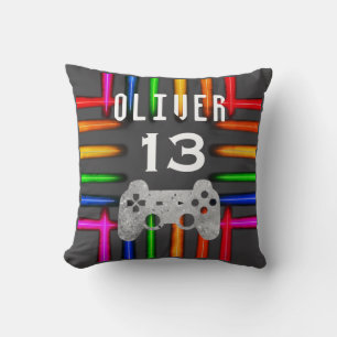 Coussin Manette de jeu vidéo de gamer Néon Anniversaire