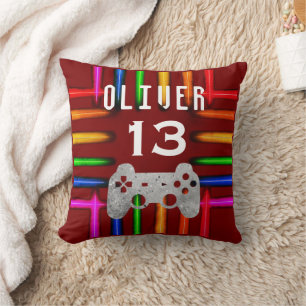 Coussin Manette de jeu vidéo néon Anniversaire