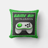 Coussin Manette de jeu vidéo verte et blanche Chambre d'en (Recto)