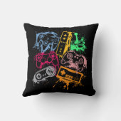 Coussin Manettes de console de jeux vidéo rétro 80's 90's  (Verso)