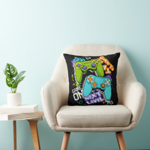 Coussin Manettes de jeu Graffiti Gaming Né pour jouer