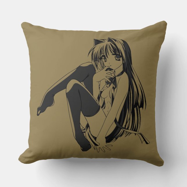 Coussin Manga, Chatte Neko Furry Kawaii Loli (Recto)