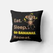 Coussin Manger Dormir Devenir Fou de Bananes Répéter Drôle (Verso)