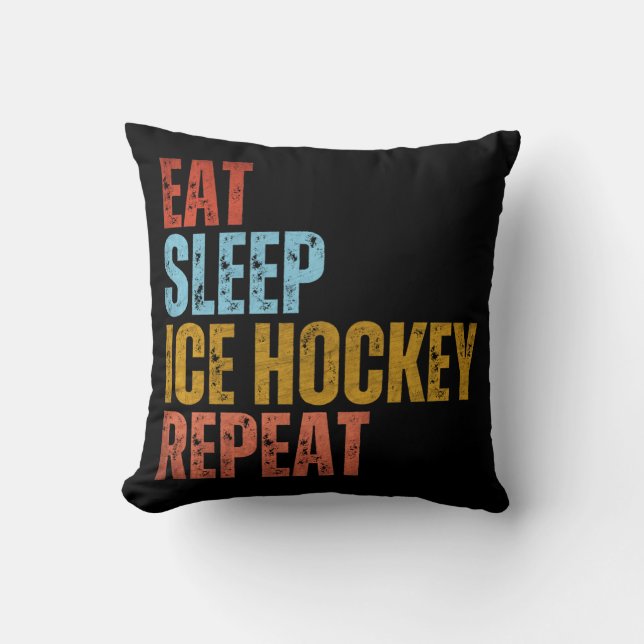 COUSSIN MANGER DORMIR HOCKEY SUR GLACE RÉPÉTER (Recto)