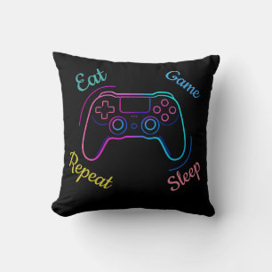 Coussin Manger Jeu Dormir Répéter Néo-Typographie pour J