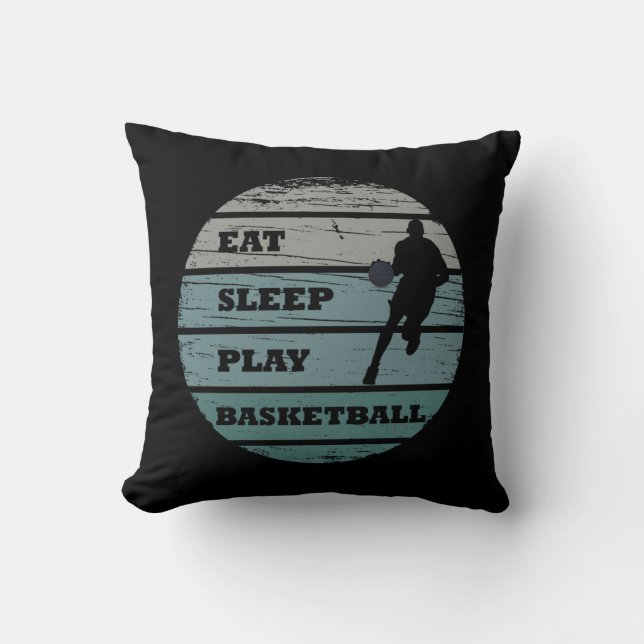 Coussin Mangez dormir jeu de basket-ball joueur rétro (Recto)