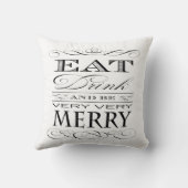 Coussin Mangez la boisson et soyez joyeuse typographie (Verso)