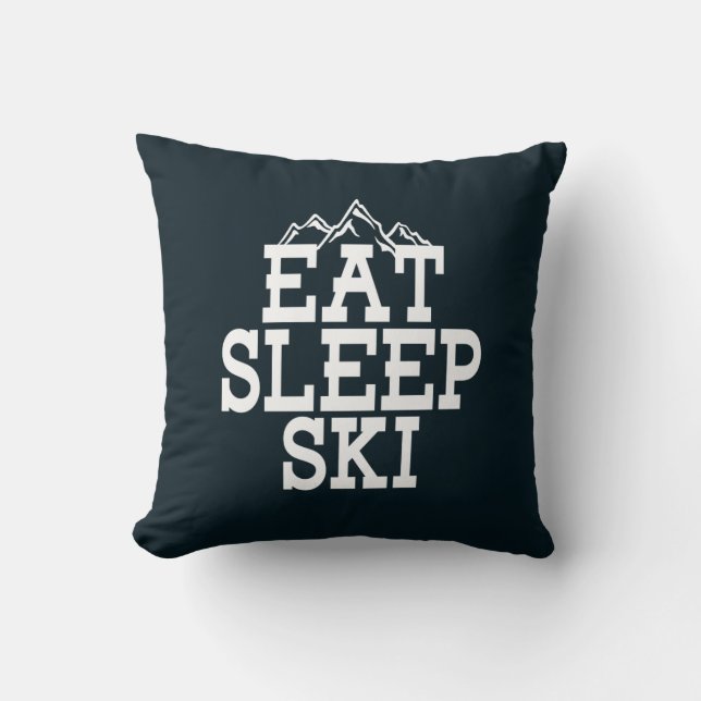 Coussin Mangez Sleep Ski Typographie Moderne (Recto)
