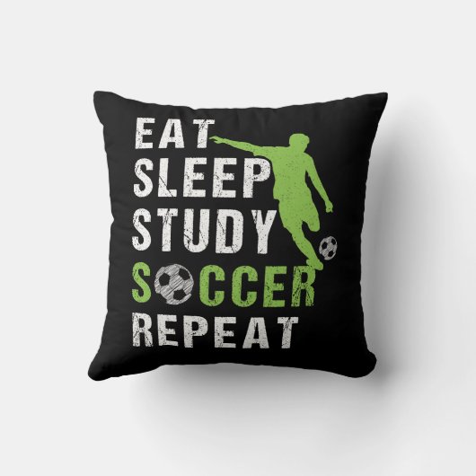 Coussin Mangez Sleep Study Soccer Répéter Garçon Soccer Jo (Verso)