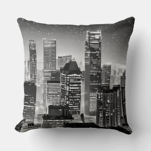 Coussin Manhattan Under the Stars en noir et blanc