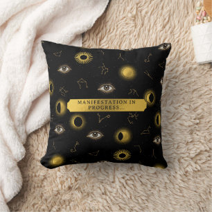 Coussin Manifestation Soleil céleste & Lune Zodiaque Oeil