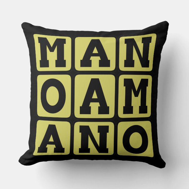 Coussin Mano A Mano, phrase latine main à main (Recto)