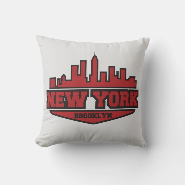 Coussin Manuscrit de style de bloc de Brooklyn New York | (Recto)