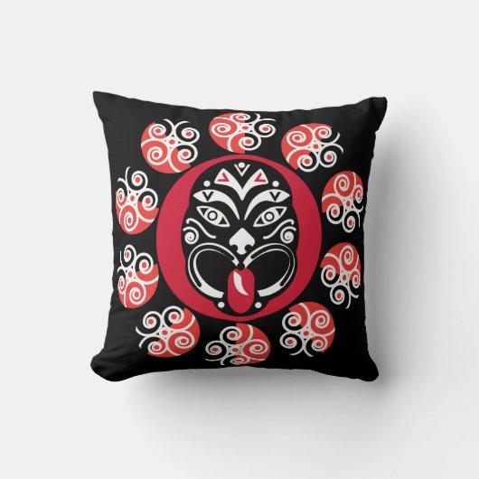 Coussin Maori Haka | Nouvelle-Zélande | Art natif | Tabl D (Recto)