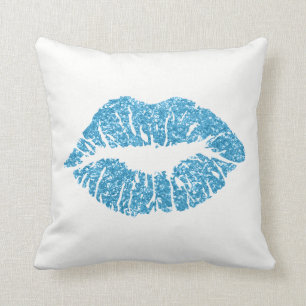 Coussin Maquillage bleu de lèvres de baiser de parties