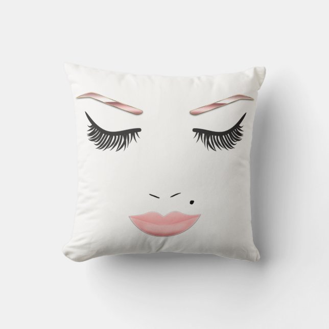 Coussin Maquillage or rose visage sourcils lèvres glam bea (Recto)