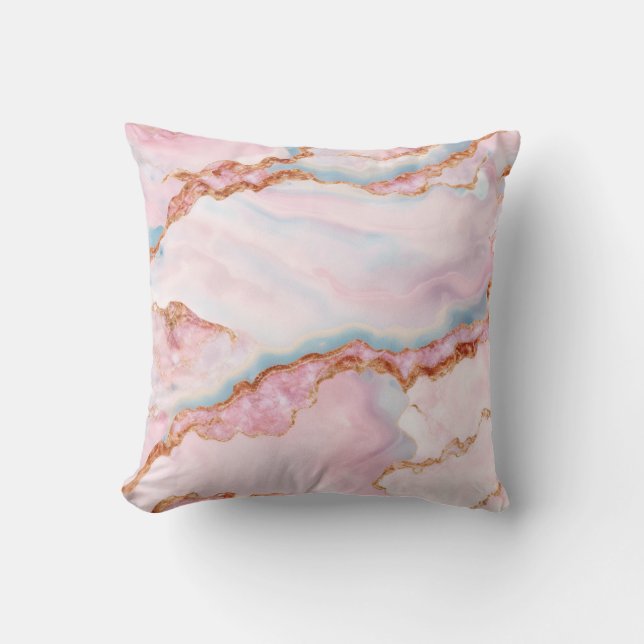 Coussin Marble Agate tendance Blue Rose Gold Collection (Recto)