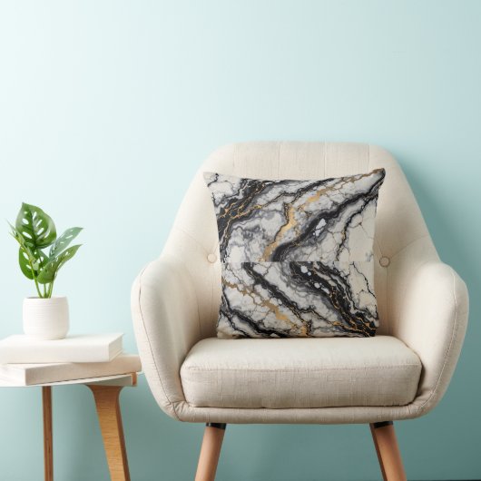 Coussin marbrage noir et or (Chaise)