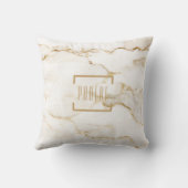Coussin Marbre à Effet Doré avec Nom Moderne Personnalisé (Verso)