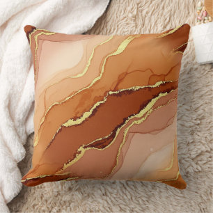 Coussin Marbre à Fracture Dorée Tons Terre Fluide