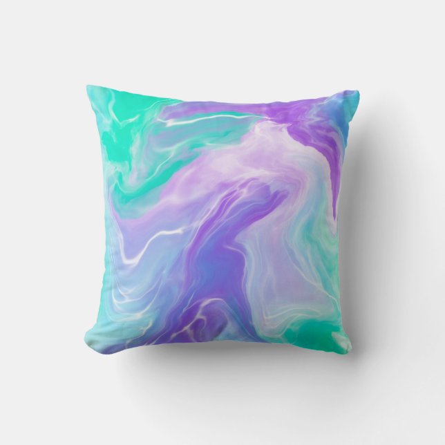 Coussin Marbre Abstrait bleu pourpre moderne (Recto)