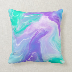 Coussin Marbre Abstrait bleu pourpre moderne