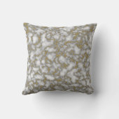 Coussin Marbre abstrait pailleté blanc et or tendance  (Verso)