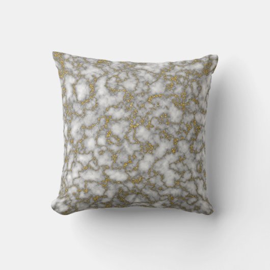 Coussin Marbre abstrait pailleté blanc et or tendance  (Recto)