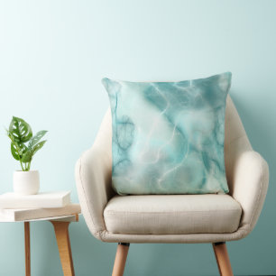 Coussin Marbre abstrait turquoise et gris