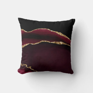 Coussin Marbre Agate Chic Noir Violet Paillettes Dorées