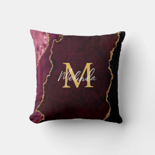 Coussin Marbre Agate Rouge et Or