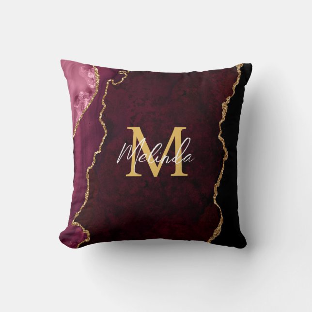 Coussin Marbre Agate Rouge et Or (Recto)