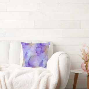 Coussin Marbre aquarelle lavande violet et crème