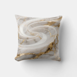 Coussin Marbre blanc avec motif tourbillonnant doré