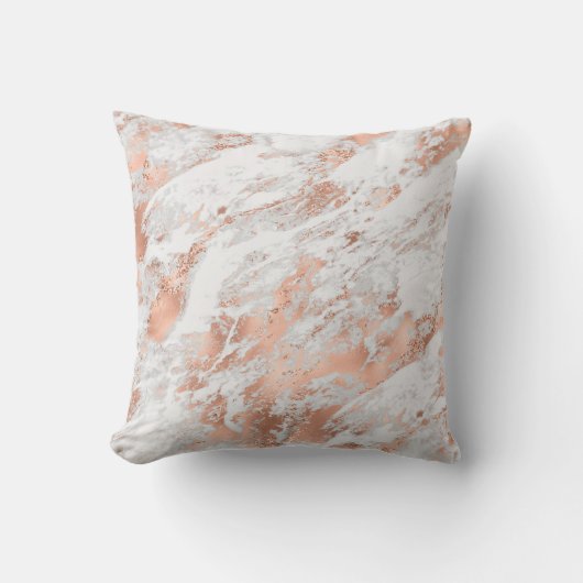 Coussin Marbre Blanc Doré Rosé Assez Joli  (Recto)