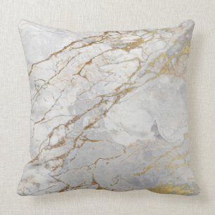 Coussin Marbre blanc gris argent prés or VIP Brush