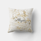 Coussin Marbre Blanc & Or, Nom ou Monogramme en Écriture N (Verso)