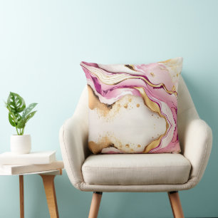 Coussin Marbre blanc or rose élégant