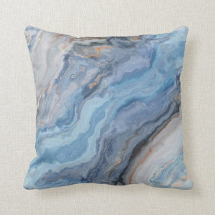 Coussin Marbre bleu avec belle déco noir or