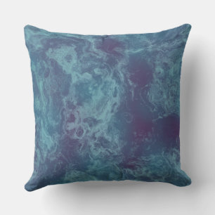 Coussin Marbre bleu et violet abstrait