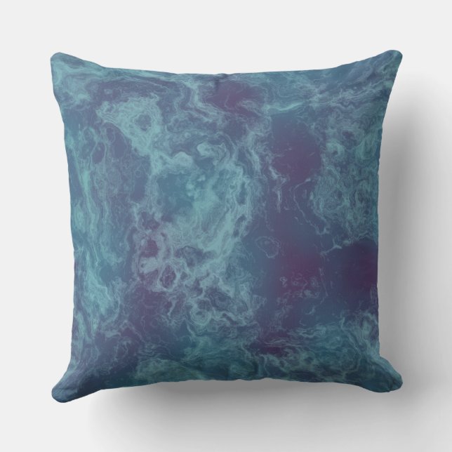 Coussin Marbre bleu et violet abstrait (Verso)